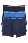 Calvin Klein 3-pack Trunks In Imperial Blue/ Blue/ Grey