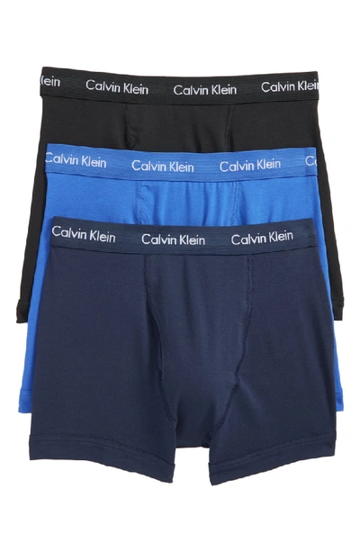 Calvin Klein 3-pack Trunks In Imperial Blue/ Blue/ Grey