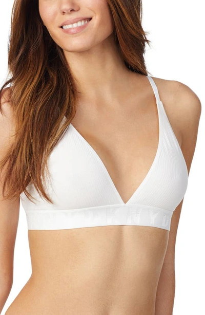 Dkny Litewear Seamless Ribbed Bralette Dk4026 In White