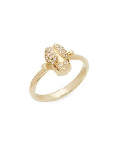 Temple St Clair Diamond And 18k Yellow Gold Scarab Ring