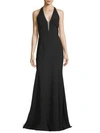 Rene Ruiz V-neck Mermaid Gown In Black