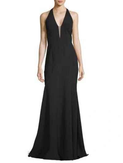 Rene Ruiz V-neck Mermaid Gown In Black