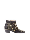 Chloé Susanna Black Sheepskin Ankle Boots In Black-gold