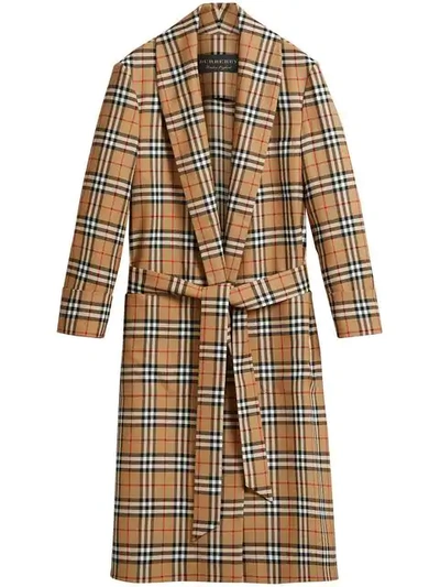 Burberry Reissued Vintage Check Dressing Gown Coat In Yellow