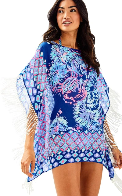 Lilly Pulitzer Womens Ginette Coverup In Twilight Blue Gypsea Girl Engineered Coverup