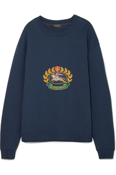 burberry embroidered crest jersey sweatshirt