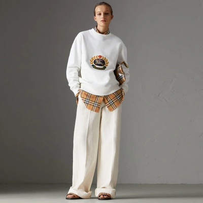 Burberry Cotton Linen Canvas Wide-leg Trousers In Off White