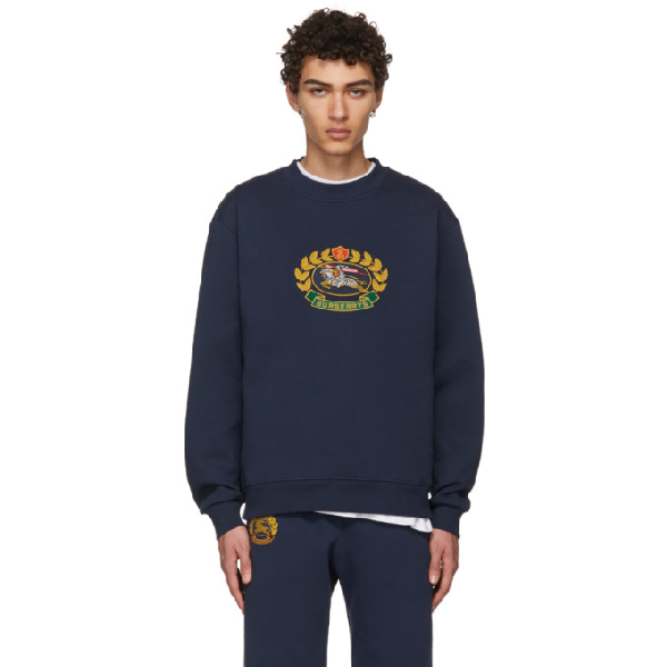 burberry embroidered cotton blend jersey sweatshirt