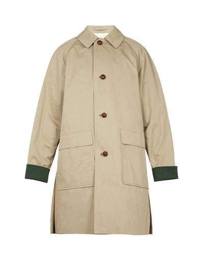 Burberry Unisex Raglan-sleeved Patch-pocket Cotton Coat In Gray Green