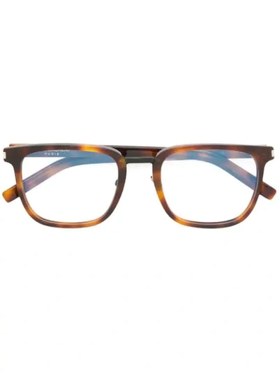 Saint Laurent Eyewear Tortoiseshell-effect Square Glasses - Brown