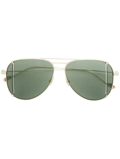 Saint Laurent Double Bridge Aviator Sunglasses In Metallic