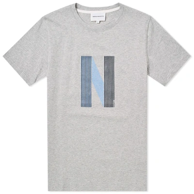 Norse Projects Niels Layer Logo Tee In Grey