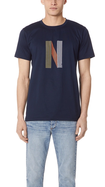 Norse Projects Niels Logo Tee In Dark Navy