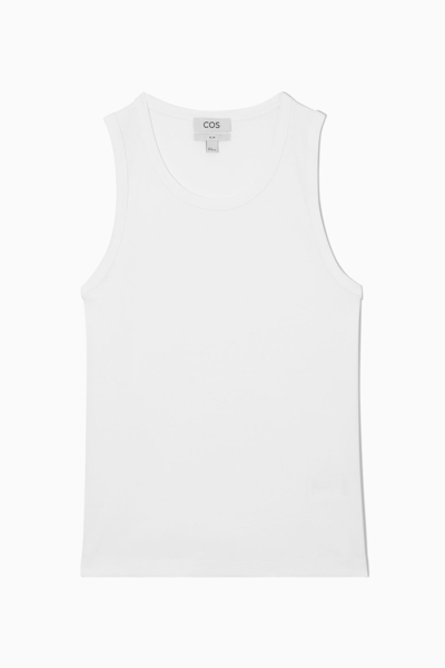 Cos Scoop-neck Ribbed Tank Top In White