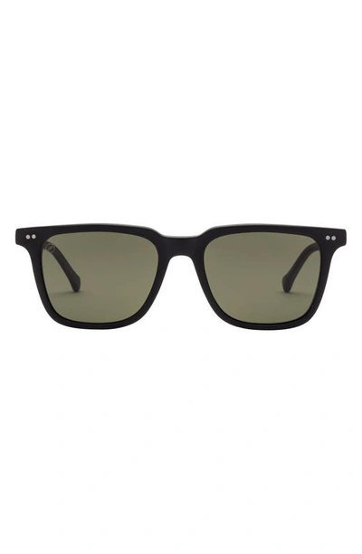 Electric Birch 53mm Polarized Square Sunglasses In Matte Black/ Grey Polar