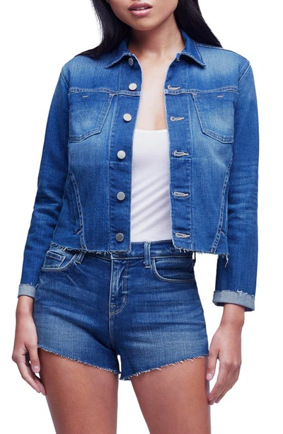 L Agence Janelle Raw Cut Slim Denim Jacket In Dawson