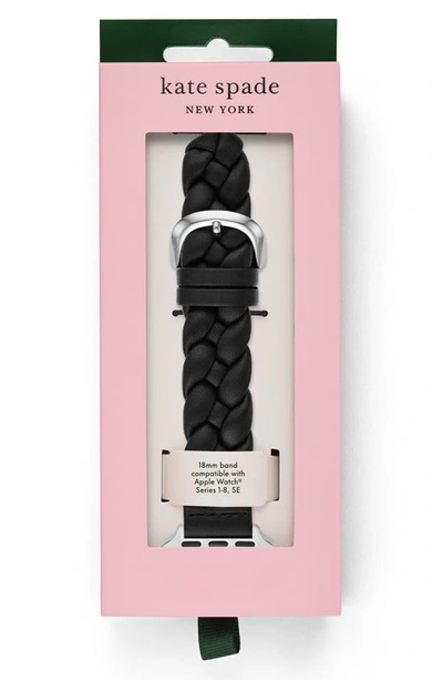 Kate Spade Women's Braided Leather Apple Watch Strap/20mm In Black