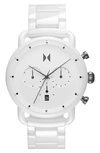 Mvmt Men's Chronograph Blacktop Ceramic Bracelet Watch 47mm In White