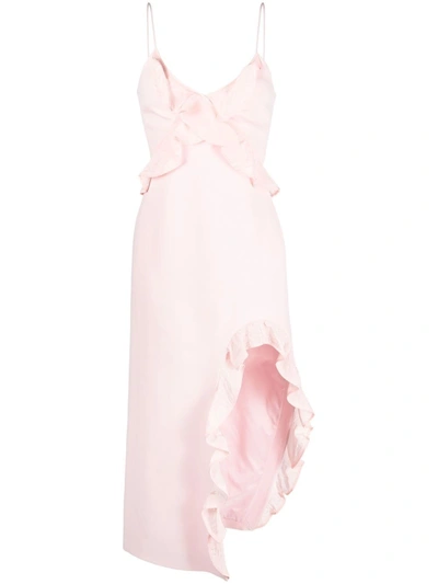 David Koma Ruffle Midi Dress In Pink