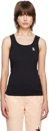 Raf Simons Tank Top With R Print And Leather Patch In Black