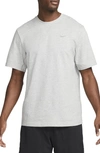 Nike Men's Primary Dri-fit Short-sleeve Versatile Top In Grey Heather/ Smoke Grey
