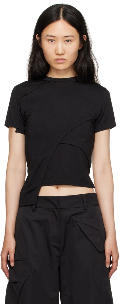 Heliot Emil Logo-print Asymmetric T-shirt In Black