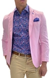 Tailorbyrd Solid Two-button Linen Blend Sport Coat In Pink