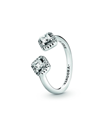 Pandora Timeless Silver Cz Open Ring In Nocolor