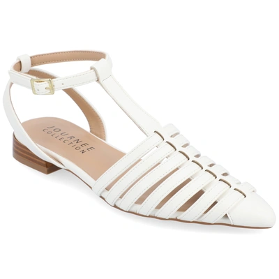 Journee Collection Women's Alivia Caged Detail T Strap Sandals In White