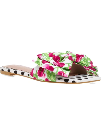 Betsey Johnson Daisy Womens Comfort Insole Slip On Slides In Multi