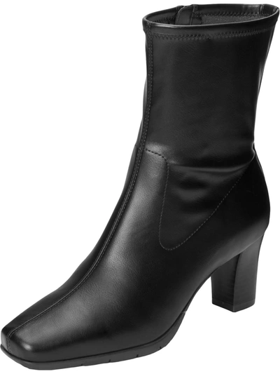 Aerosoles Cinnamon Womens Faux Leather Comfort Insole Dress Boots In Black
