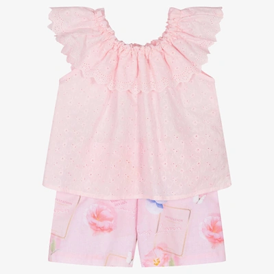 Lapin House Babies' Girls Pink Cotton Shorts Set
