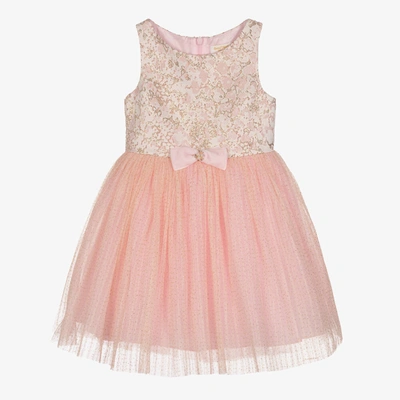 David Charles Babies' Girls Pink & Gold Tulle Dress