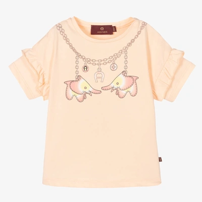 Aigner Babies'  Girls Pink Elephant Print Logo T-shirt