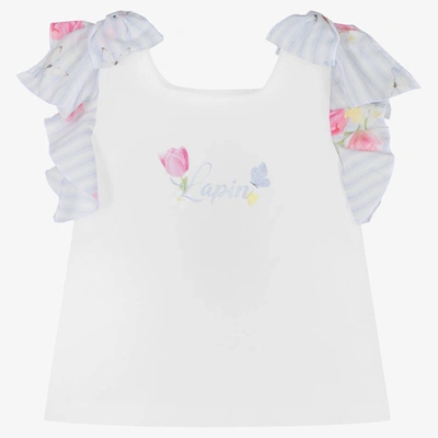 Lapin House Babies' Girls White Ruffle Sleeve T-shirt