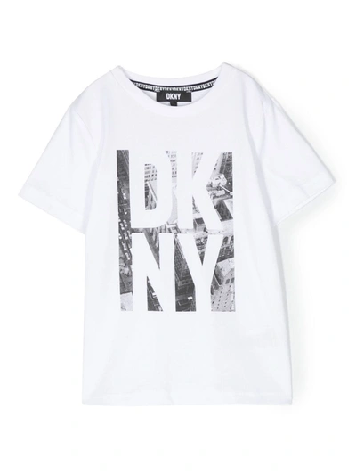 Dkny Boys White Cotton Logo T-shirt