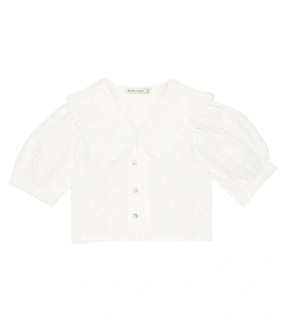 The New Society Kids' Girls White Embroidered Flowers Blouse In Off White