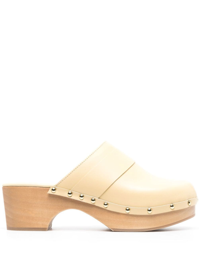 Aeyde Bibi 60mm Leather Wooden Mule In Neutrals