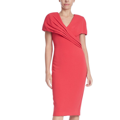 Badgley Mischka Women's Pleated Stretch Crepe Wrap-effect Dress In Red