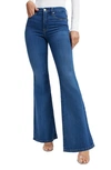 Good American Cotton Blend Good Legs High Rise Flared Leg Jeans In Dark Blue B007 In Blue007