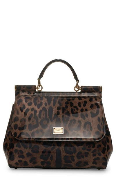 Dolce & Gabbana Top Handle Leopard Print Leather Bag