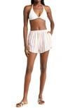 Vitamin A Tallows Stripe Linen Cover-up Shorts In Ecolinen Sunny Stripe