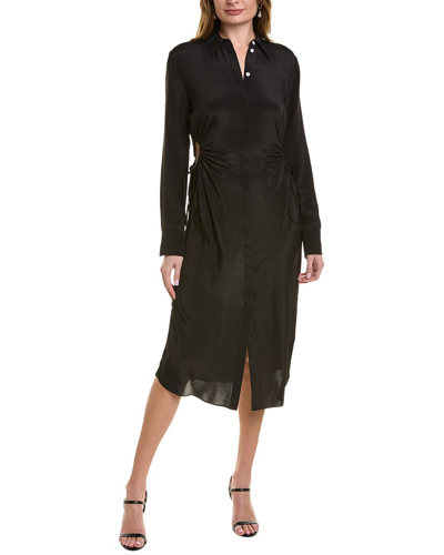Halston Pat Silk-blend Midi Dress In Black