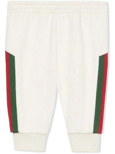 Gucci Babies' Web-trim Scuba-jersey Track Pants In Ivory