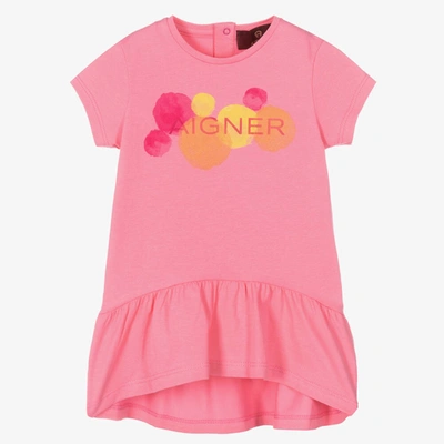 Aigner Babies'  Girls Pink Cotton Logo Dress