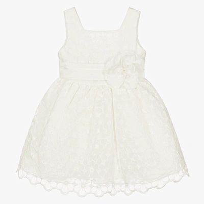 Abel & Lula Kids' Girls Ivory Embroidered Organza Dress