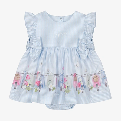 Lapin House Baby Girls Blue Stripes & Checks Dress