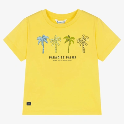 Mayoral Kids' Boys Yellow Cotton Palm Tree T-shirt