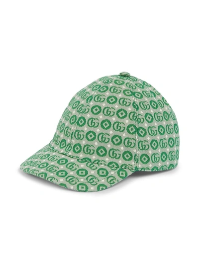 Gucci Green Double G Geometric Cotton Jacquard Cap
