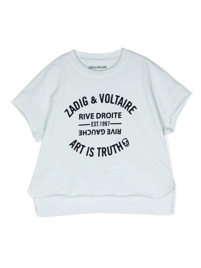 Zadig & Voltaire Kids' Girls Blue Cotton Logo T-shirt